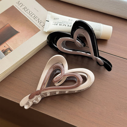 Heart Shape Resin Hair Claws For Women In New Style, Beige Hairpin Accessory