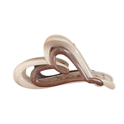 Heart Shape Resin Hair Claws For Women In New Style, Beige Hairpin Accessory
