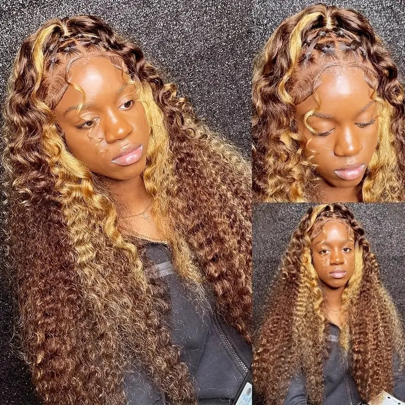 Women's Long Curly Hair Wig With Side Fringe In Steel Color, Made Of High Temperature Wire