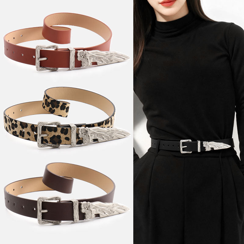 Mermaid Pattern Pu Leather Belt In White Featuring Elegant Design