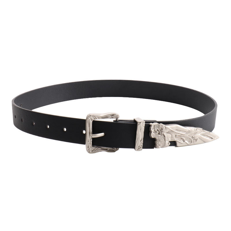 Mermaid Pattern Pu Leather Belt In White Featuring Elegant Design