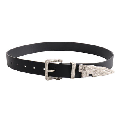 Mermaid Pattern Pu Leather Belt In White Featuring Elegant Design