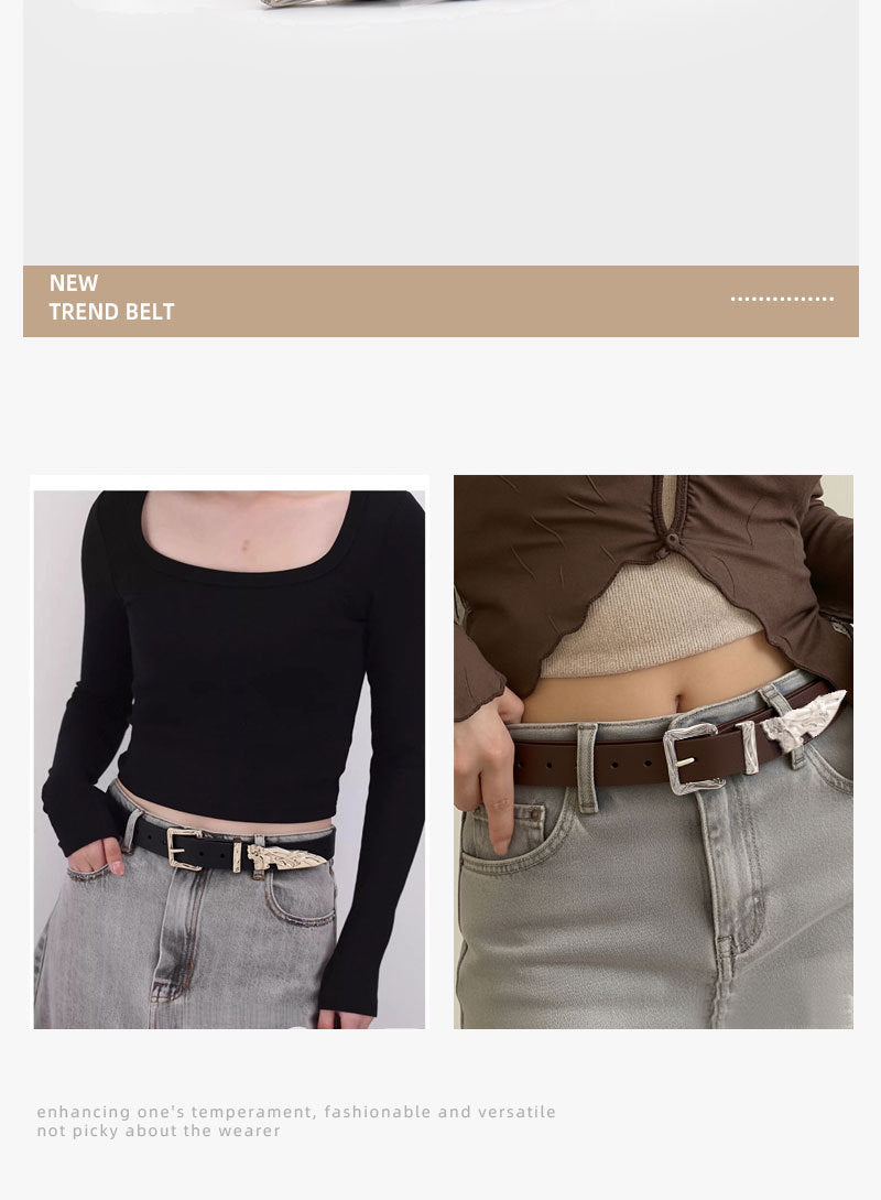 Mermaid Pattern Pu Leather Belt In White Featuring Elegant Design