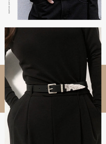 Mermaid Pattern Pu Leather Belt In White Featuring Elegant Design