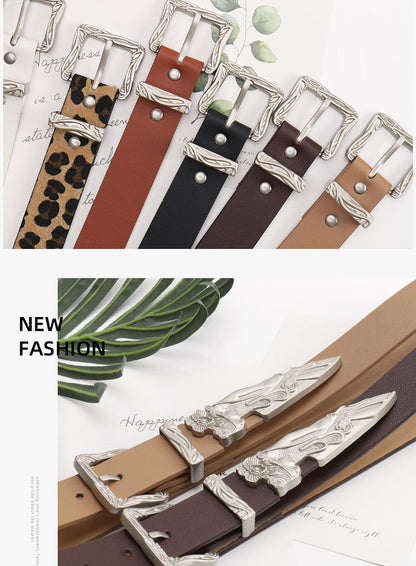 Mermaid Pattern Pu Leather Belt In White Featuring Elegant Design