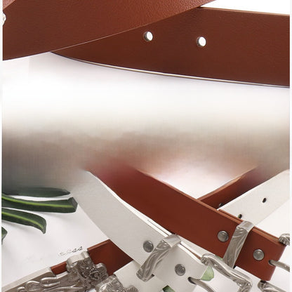 Mermaid Pattern Pu Leather Belt In White Featuring Elegant Design