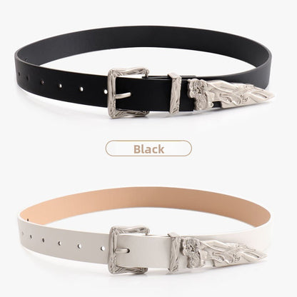 Mermaid Pattern Pu Leather Belt In White Featuring Elegant Design