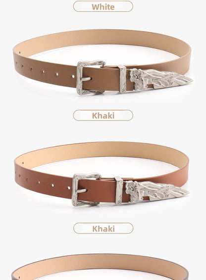 Mermaid Pattern Pu Leather Belt In White Featuring Elegant Design
