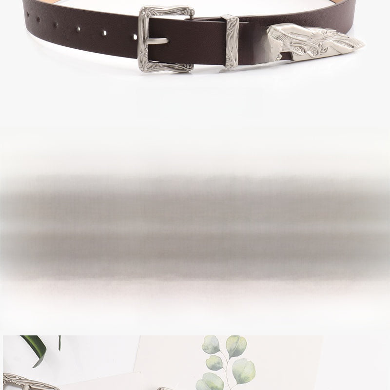 Mermaid Pattern Pu Leather Belt In White Featuring Elegant Design