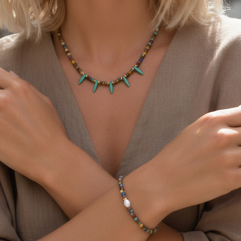 Geometric Round Necklace For Women, Crafted In Copper, 1 Set