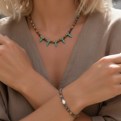 Geometric Round Necklace For Women, Crafted In Copper, 1 Set