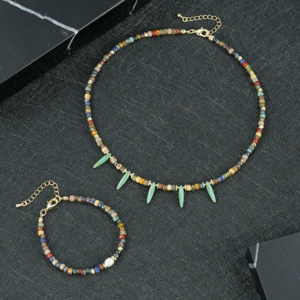 Geometric Round Necklace For Women, Crafted In Copper, 1 Set