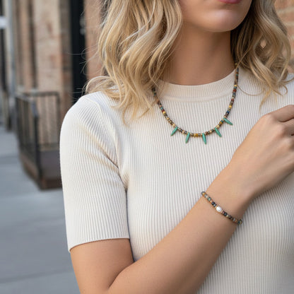 Geometric Round Necklace For Women, Crafted In Copper, 1 Set