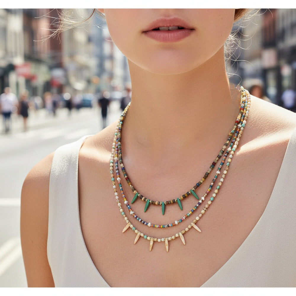 Geometric Round Necklace For Women, Crafted In Copper, 1 Set
