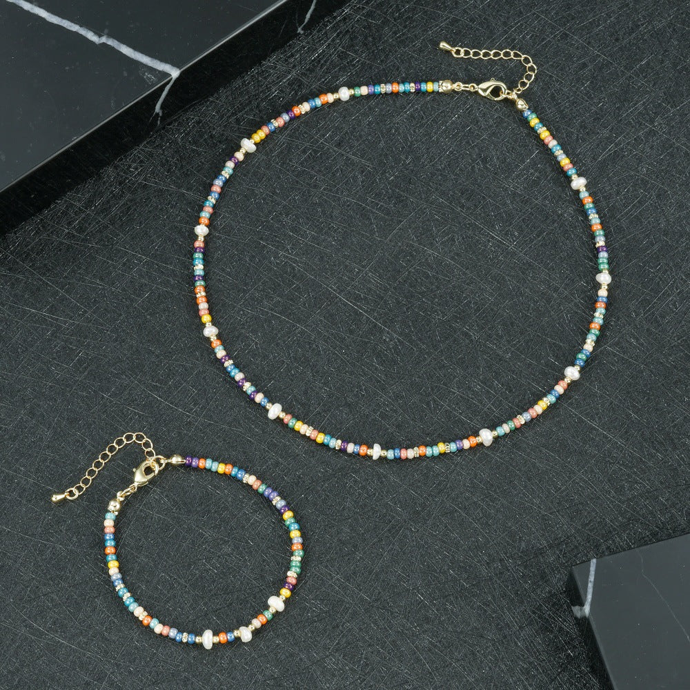 Geometric Round Necklace For Women, Crafted In Copper, 1 Set