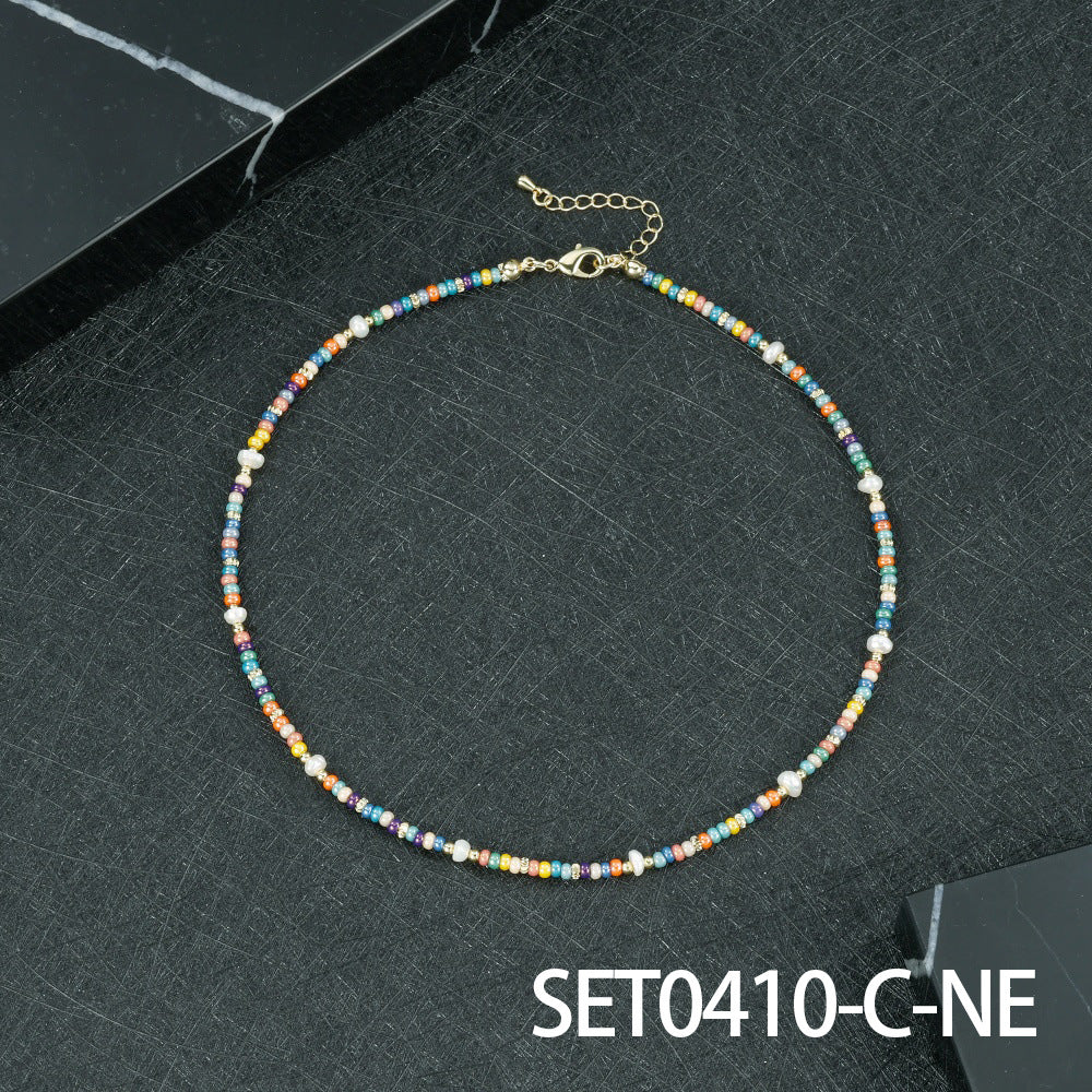 Geometric Round Necklace For Women, Crafted In Copper, 1 Set