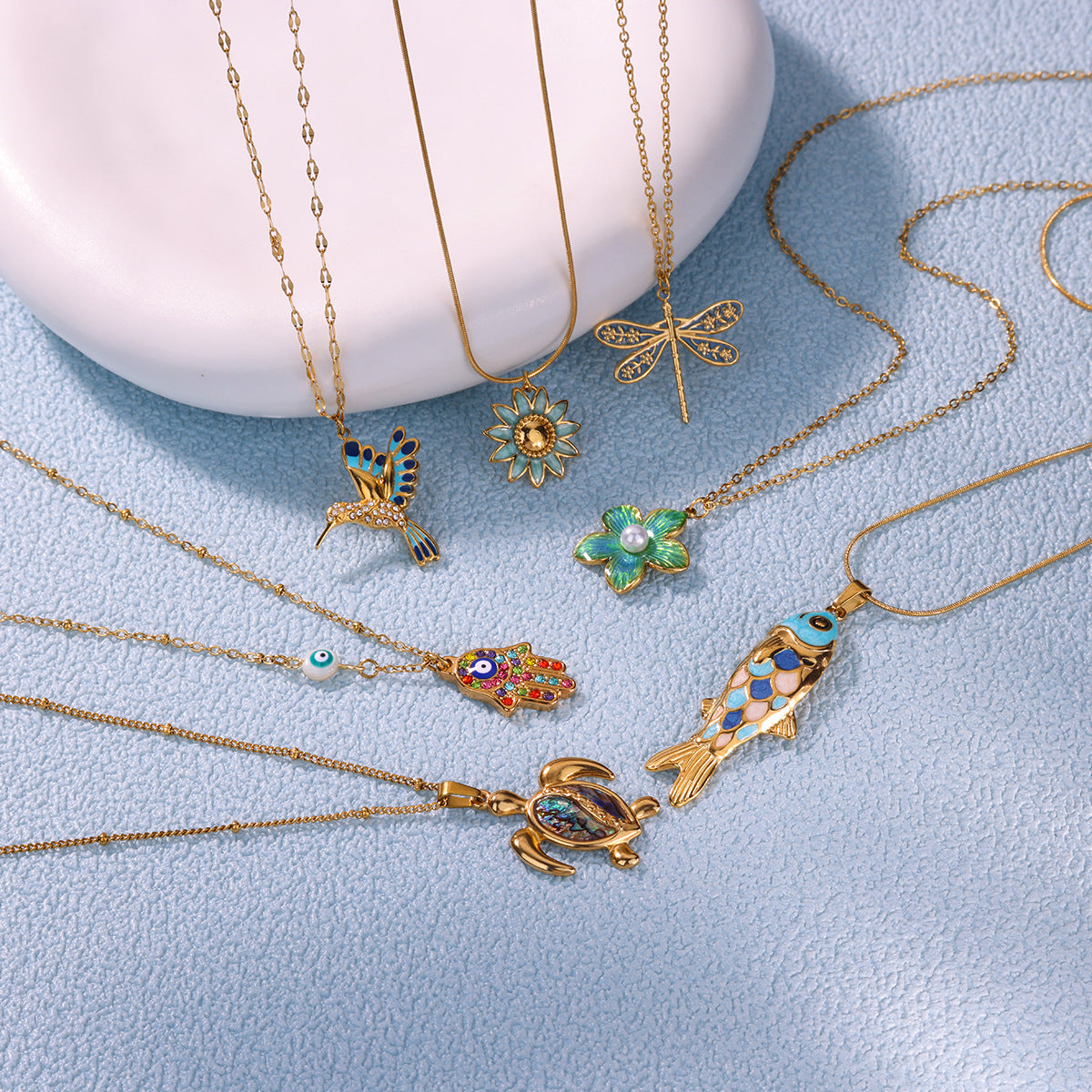Flower Necklace For Women Featuring PVD Coated 18K Real Gold Plated 304 Stainless Steel