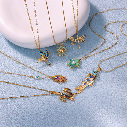 Flower Necklace For Women Featuring PVD Coated 18K Real Gold Plated 304 Stainless Steel