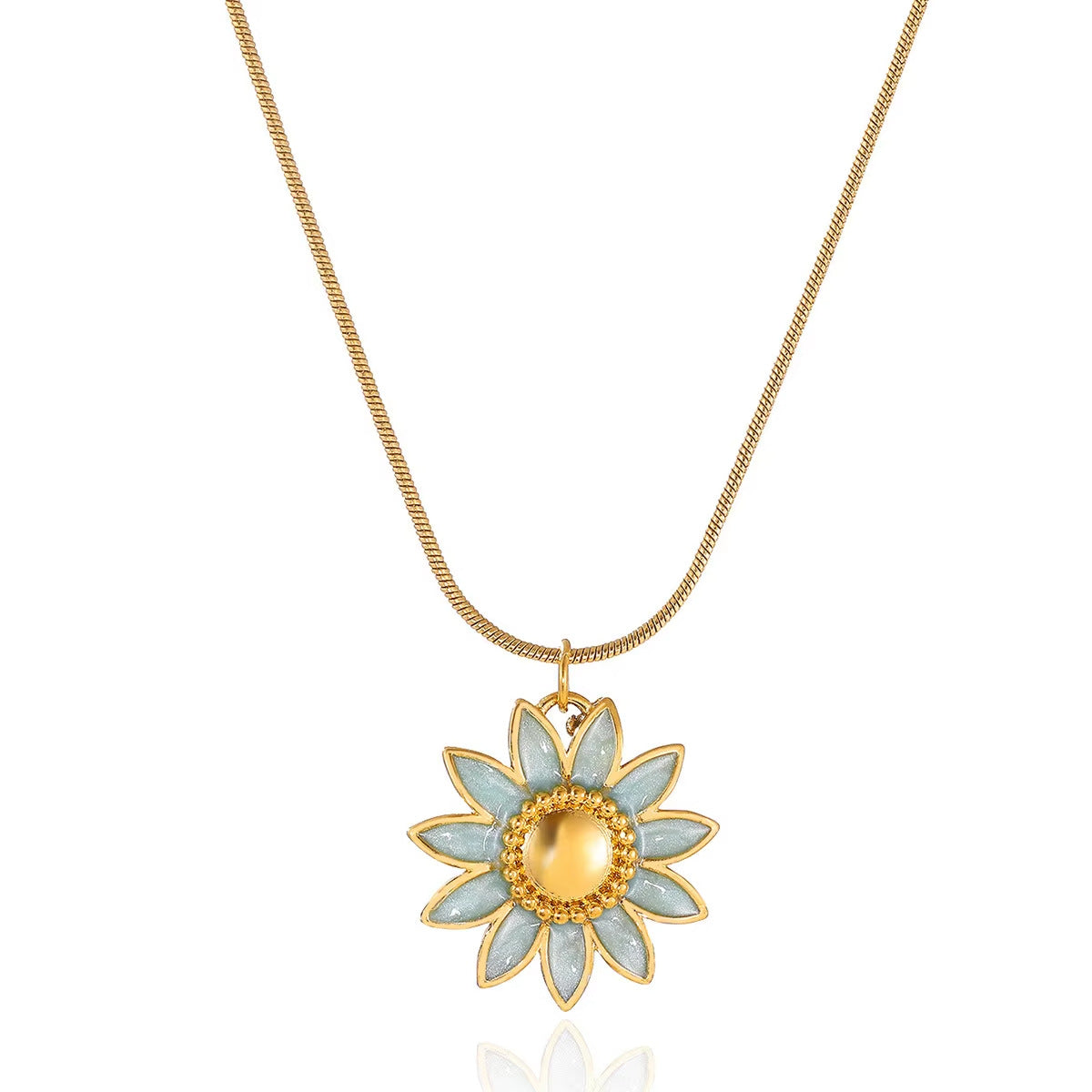 Flower Necklace For Women Featuring PVD Coated 18K Real Gold Plated 304 Stainless Steel