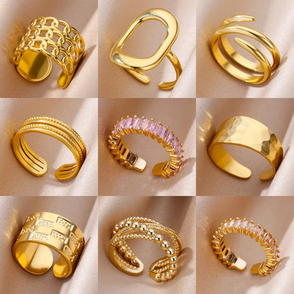 Vintage Style Women’s Ring Featuring Lines Pattern With 18K Real Gold Plated Finish In Golden