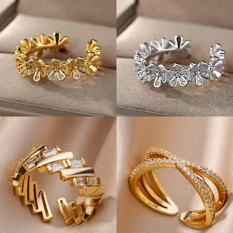 Flower Ring For Women Featuring 18K Real Gold Plated Copper In Elegant Golden Finish