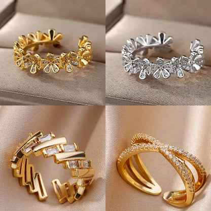 Flower Ring For Women Featuring 18K Real Gold Plated Copper In Elegant Golden Finish