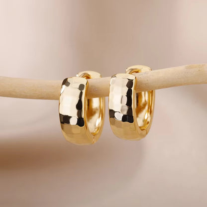 Simple Style U Shape Earrings For Women Featuring 18K Real Gold Plated Copper Material In Golden