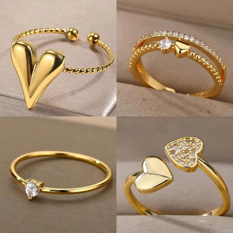 Heart Shape Ring For Valentine’s Day Featuring 18K Real Gold Plated Copper With Zircon Inlay