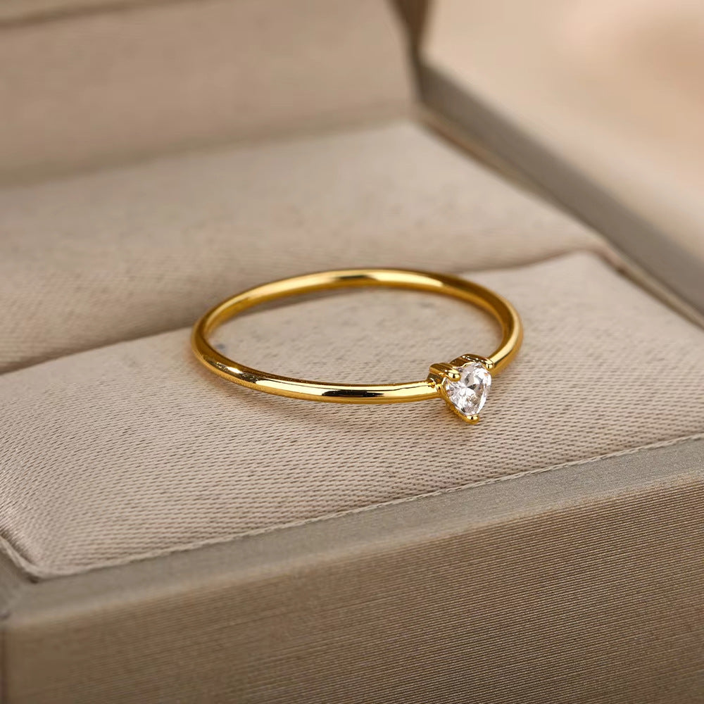 Heart Shape Ring For Valentine’s Day Featuring 18K Real Gold Plated Copper With Zircon Inlay