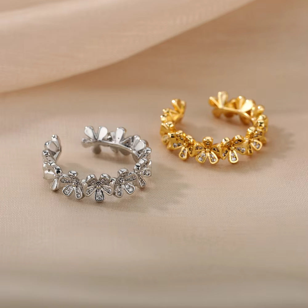 Flower Ring For Women Featuring 18K Real Gold Plated Copper In Elegant Golden Finish
