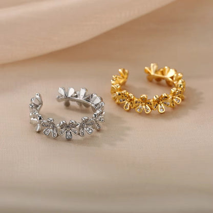 Flower Ring For Women Featuring 18K Real Gold Plated Copper In Elegant Golden Finish