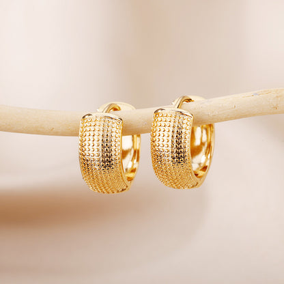 Simple Style U Shape Earrings For Women Featuring 18K Real Gold Plated Copper Material In Golden
