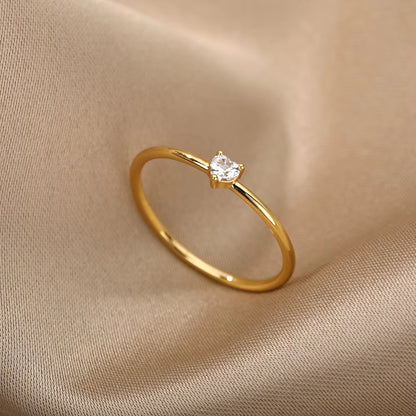 Heart Shape Ring For Valentine’s Day Featuring 18K Real Gold Plated Copper With Zircon Inlay