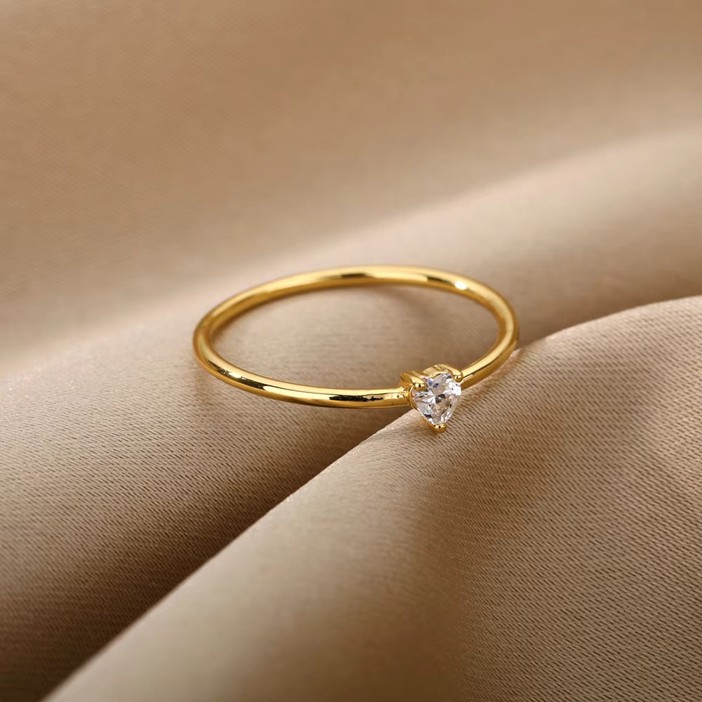 Heart Shape Ring For Valentine’s Day Featuring 18K Real Gold Plated Copper With Zircon Inlay