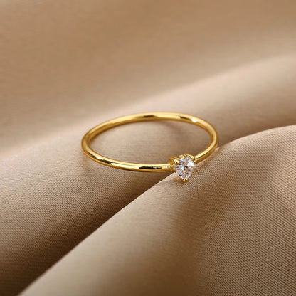 Heart Shape Ring For Valentine’s Day Featuring 18K Real Gold Plated Copper With Zircon Inlay