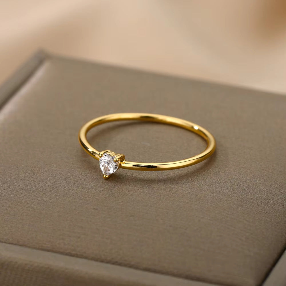 Heart Shape Ring For Valentine’s Day Featuring 18K Real Gold Plated Copper With Zircon Inlay