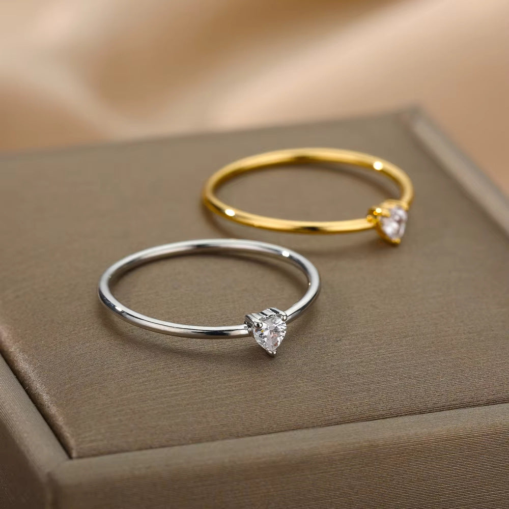Heart Shape Ring For Valentine’s Day Featuring 18K Real Gold Plated Copper With Zircon Inlay