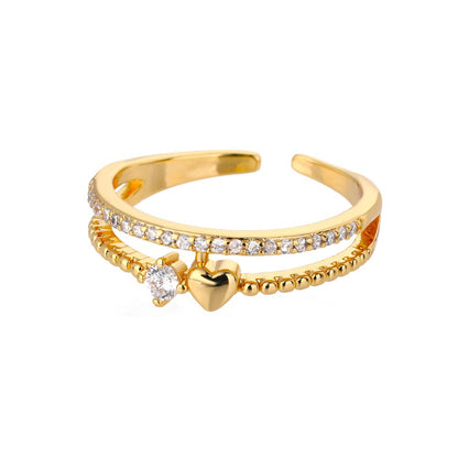 Heart Shape Ring For Valentine’s Day Featuring 18K Real Gold Plated Copper With Zircon Inlay