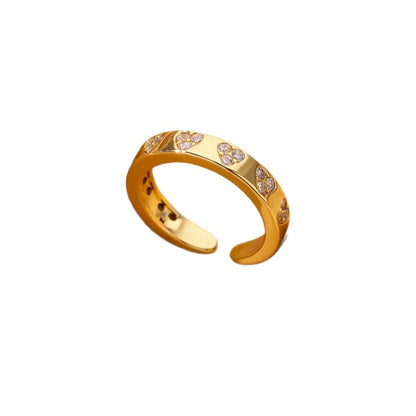 Heart Shape Open Ring For Women In Copper With 18K Real Gold Plated Finish, Golden Tone, 1 Piece