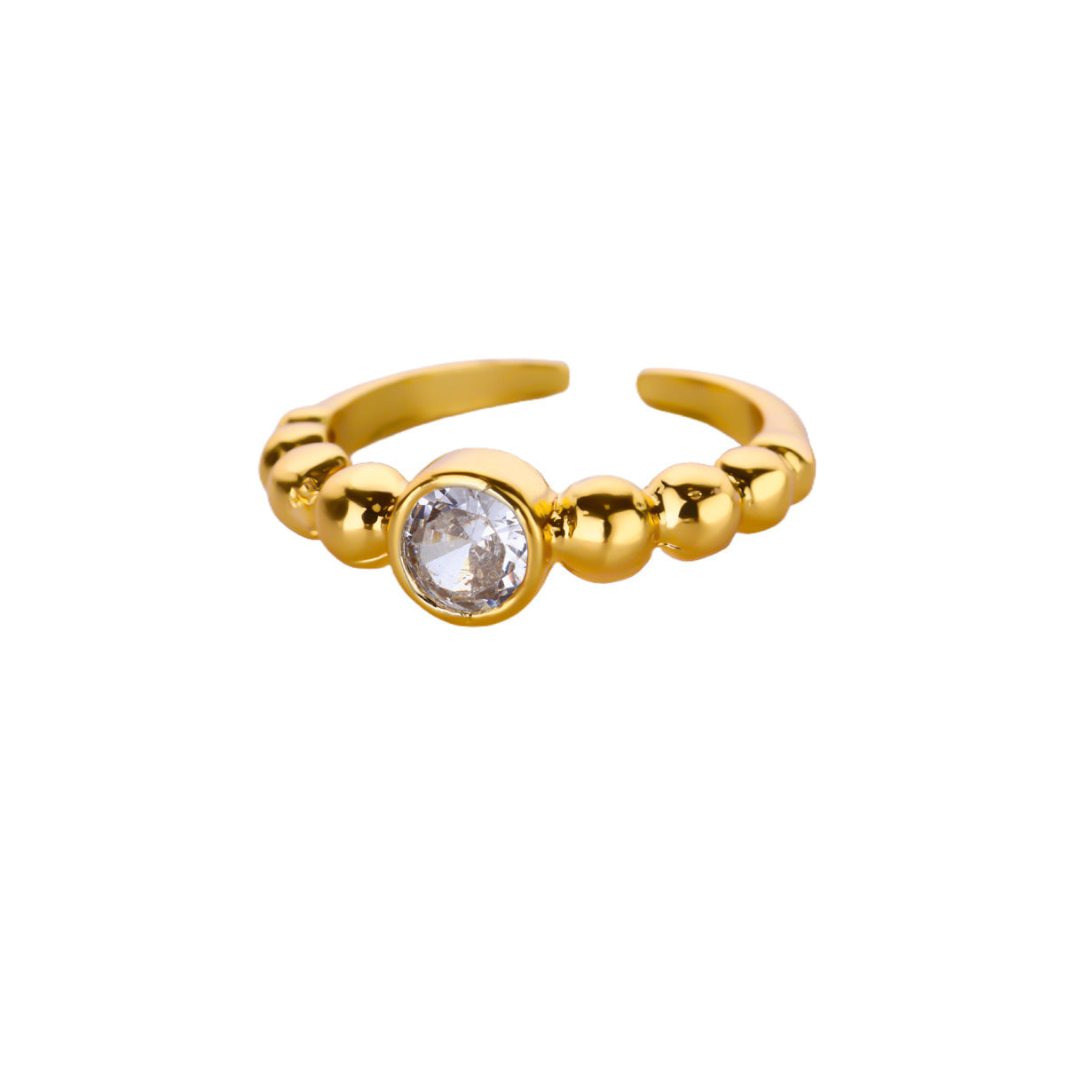 Ball Pattern Open Rings For Women In Copper With 18K Real Gold Plated Finish, Available In Golden