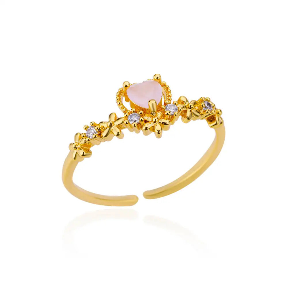Heart Shape Ring For Valentine’s Day Featuring 18K Real Gold Plated Copper With Zircon Inlay
