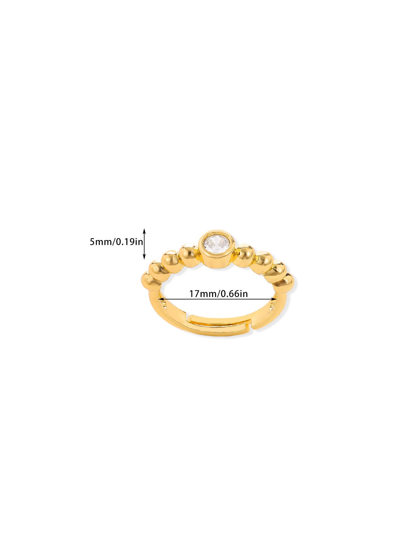 Ball Pattern Open Rings For Women In Copper With 18K Real Gold Plated Finish, Available In Golden