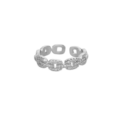Geometric Open Rings For Women In Copper With 18K Real Gold Plated Finish Featuring Zircon Inlay