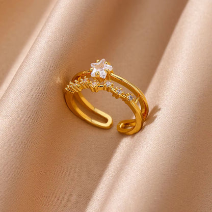 Heart Shape Open Ring For Women In Copper With 18K Real Gold Plated Finish, Golden Tone, 1 Piece