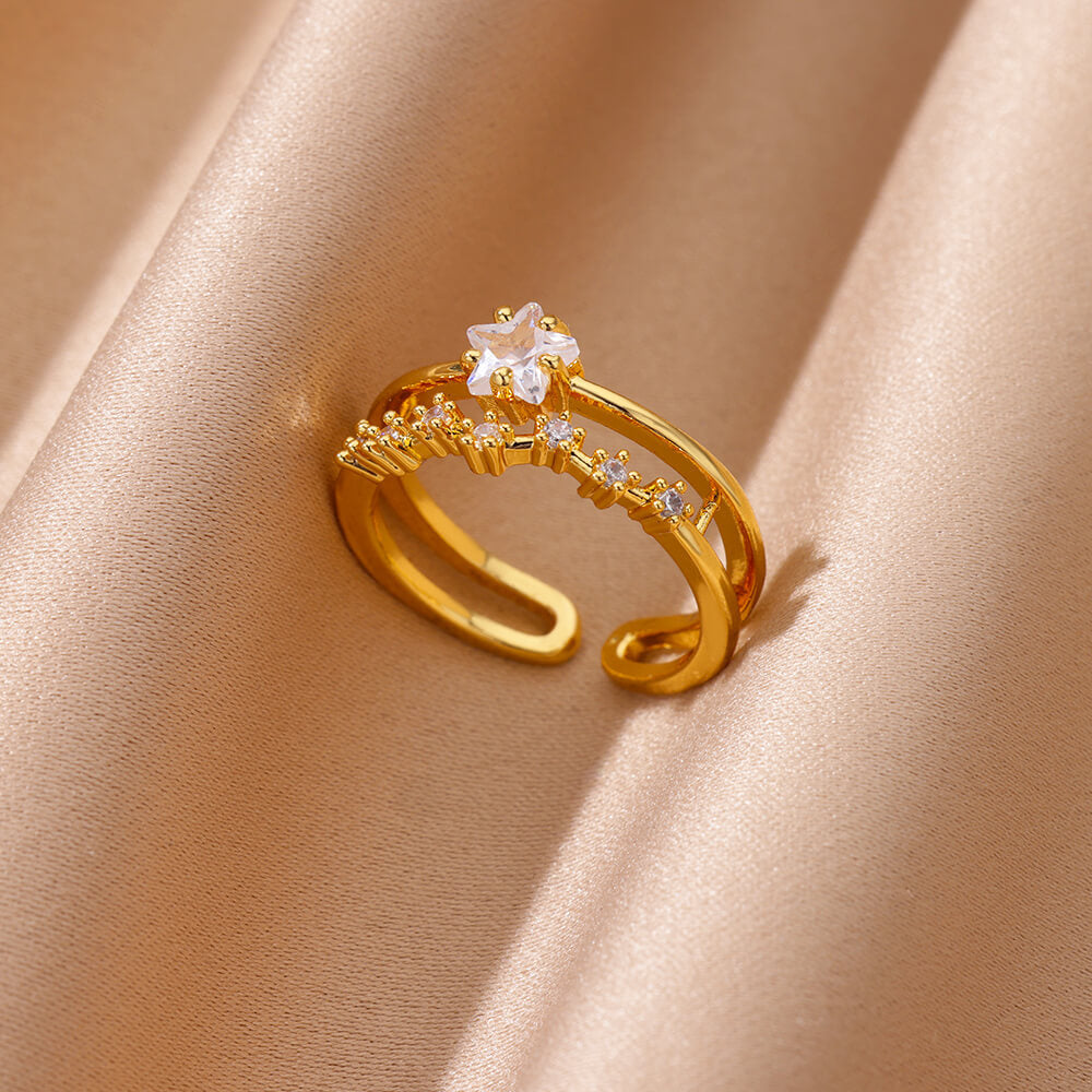 Heart Shape Open Ring For Women In Copper With 18K Real Gold Plated Finish, Golden Tone, 1 Piece