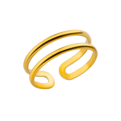 Vintage Style Women’s Ring Featuring Lines Pattern With 18K Real Gold Plated Finish In Golden