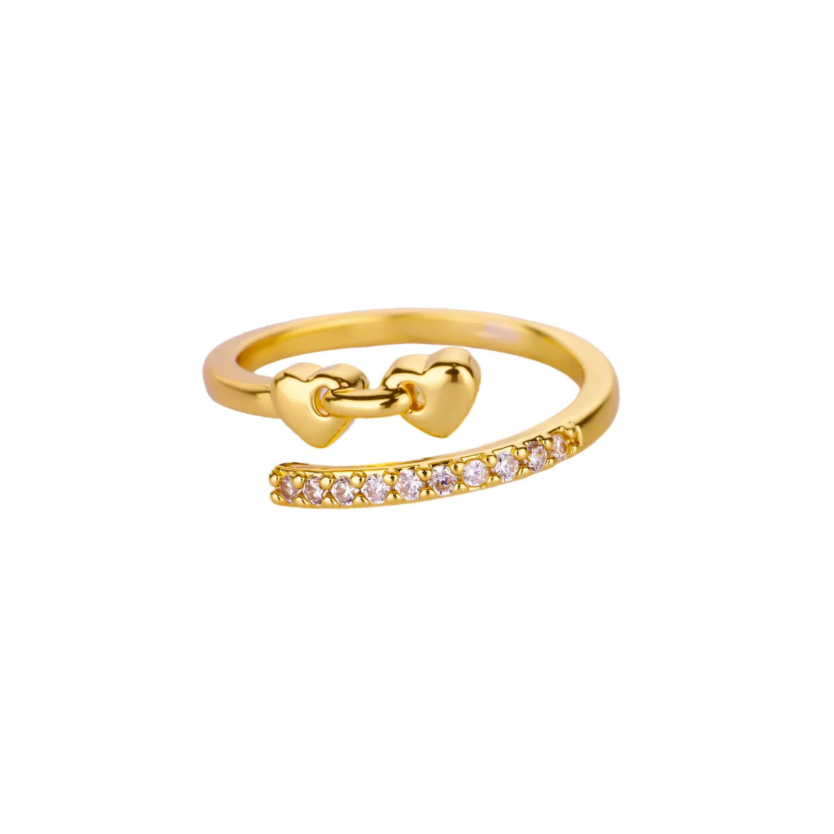 Heart Shape Ring For Valentine’s Day Featuring 18K Real Gold Plated Copper With Zircon Inlay