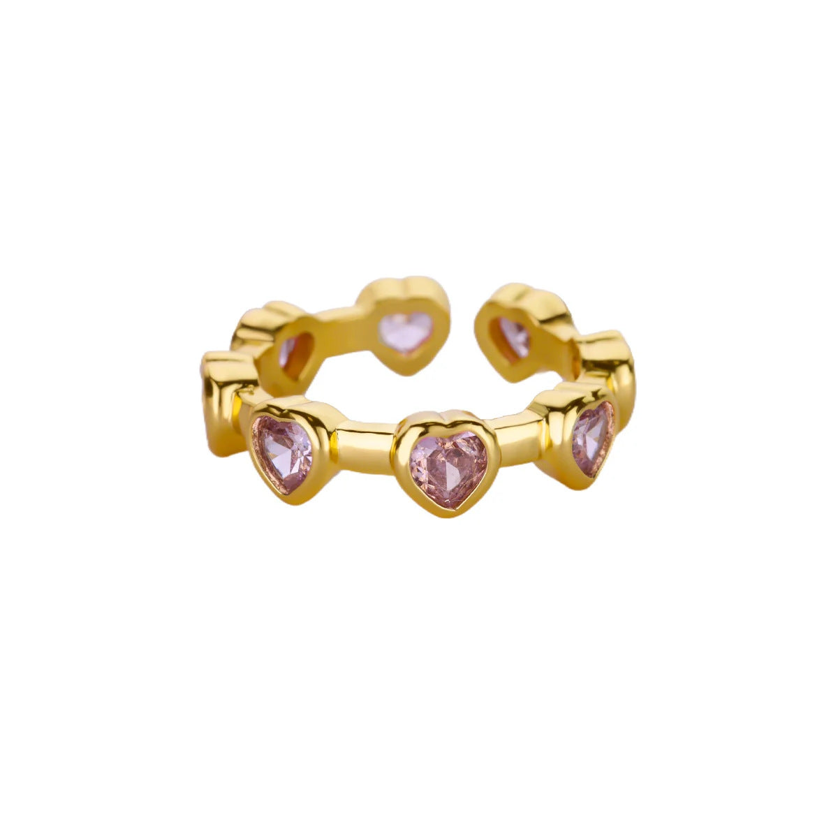 Heart Shape Ring For Valentine’s Day Featuring 18K Real Gold Plated Copper With Zircon Inlay