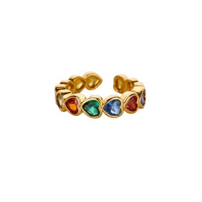Heart Shape Ring For Valentine’s Day Featuring 18K Real Gold Plated Copper With Zircon Inlay