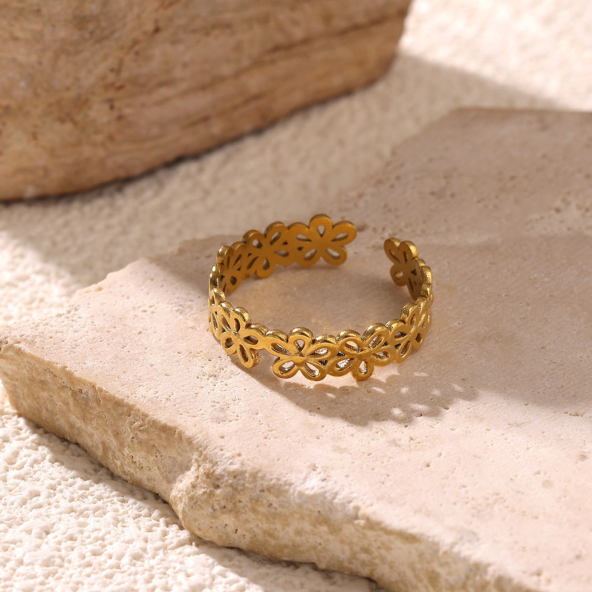 Butterfly Open Ring For Women In Copper With Zircon Inlay, Available In Golden